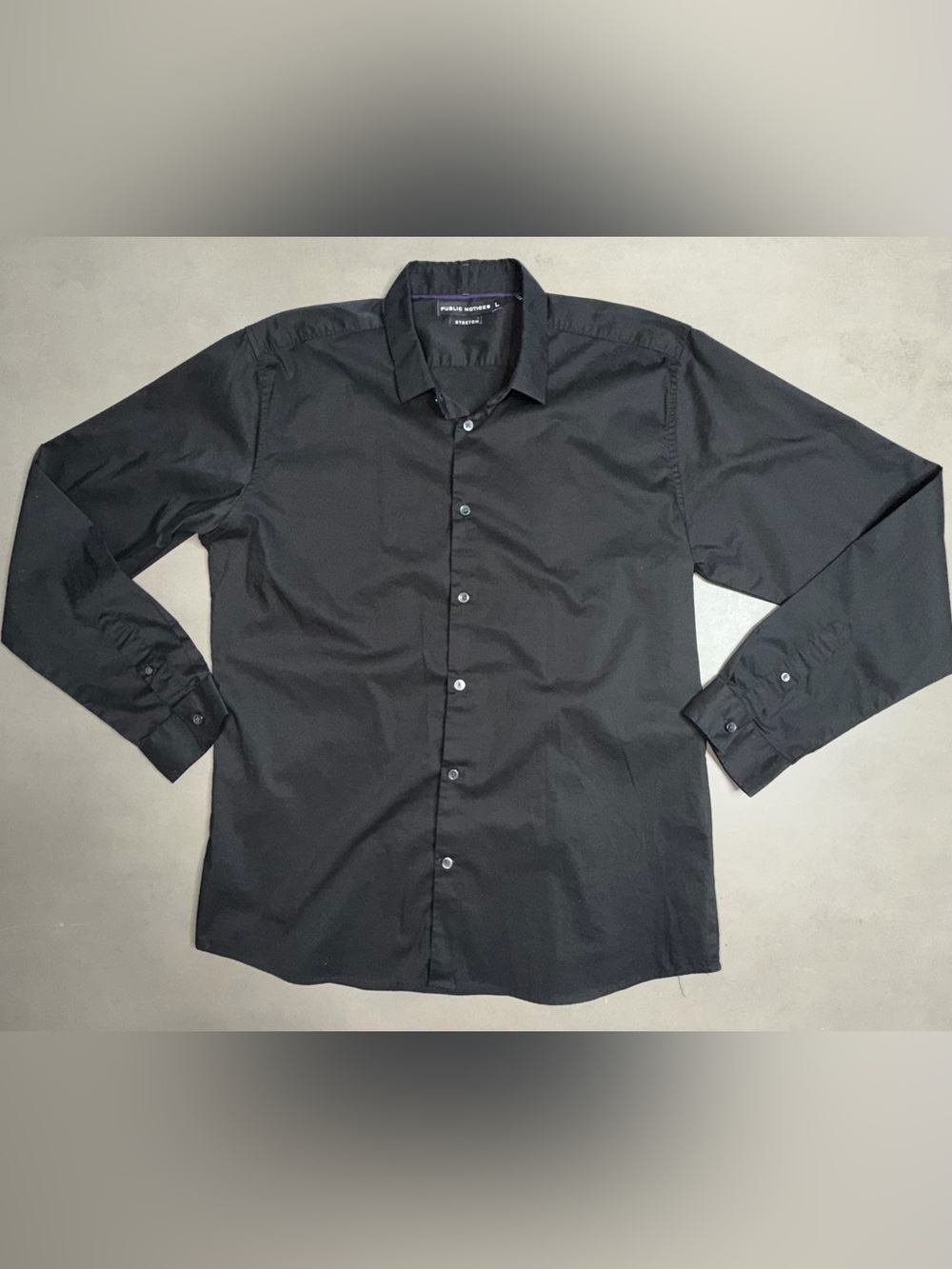 PUBLIC Notices Men's Black Stretch Button-Front Dress Shirt - LRG